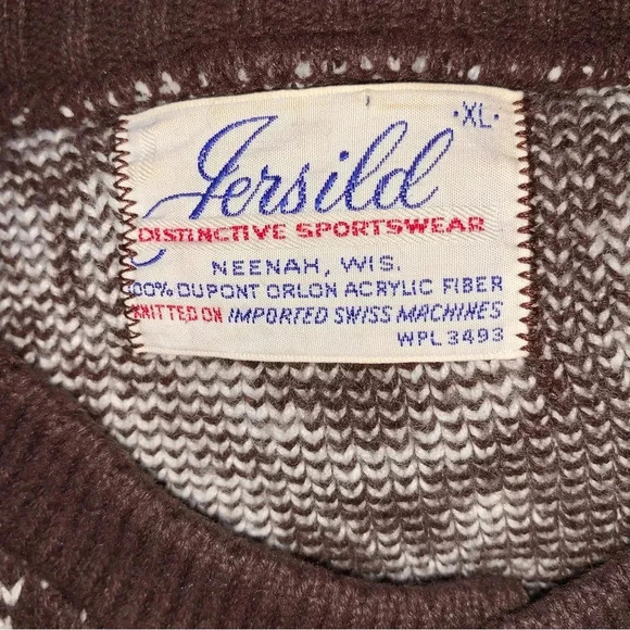 Vintage Jersild DuPont Orlon Men’s XL Cardigan Sweater Brown Nordic Moose 1950s - Picture 8 of 14
